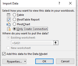 Add data to Excel Data Model