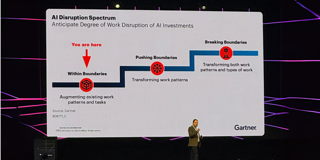 Gartner analyst shares their insights on AI and low-code on the stage at the ONE Conference in Amsterdam on 16 October 2024.