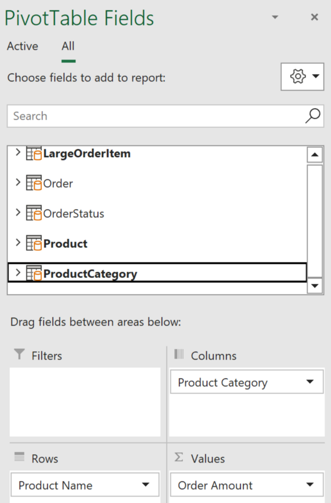 Simple Pivot Field selection
